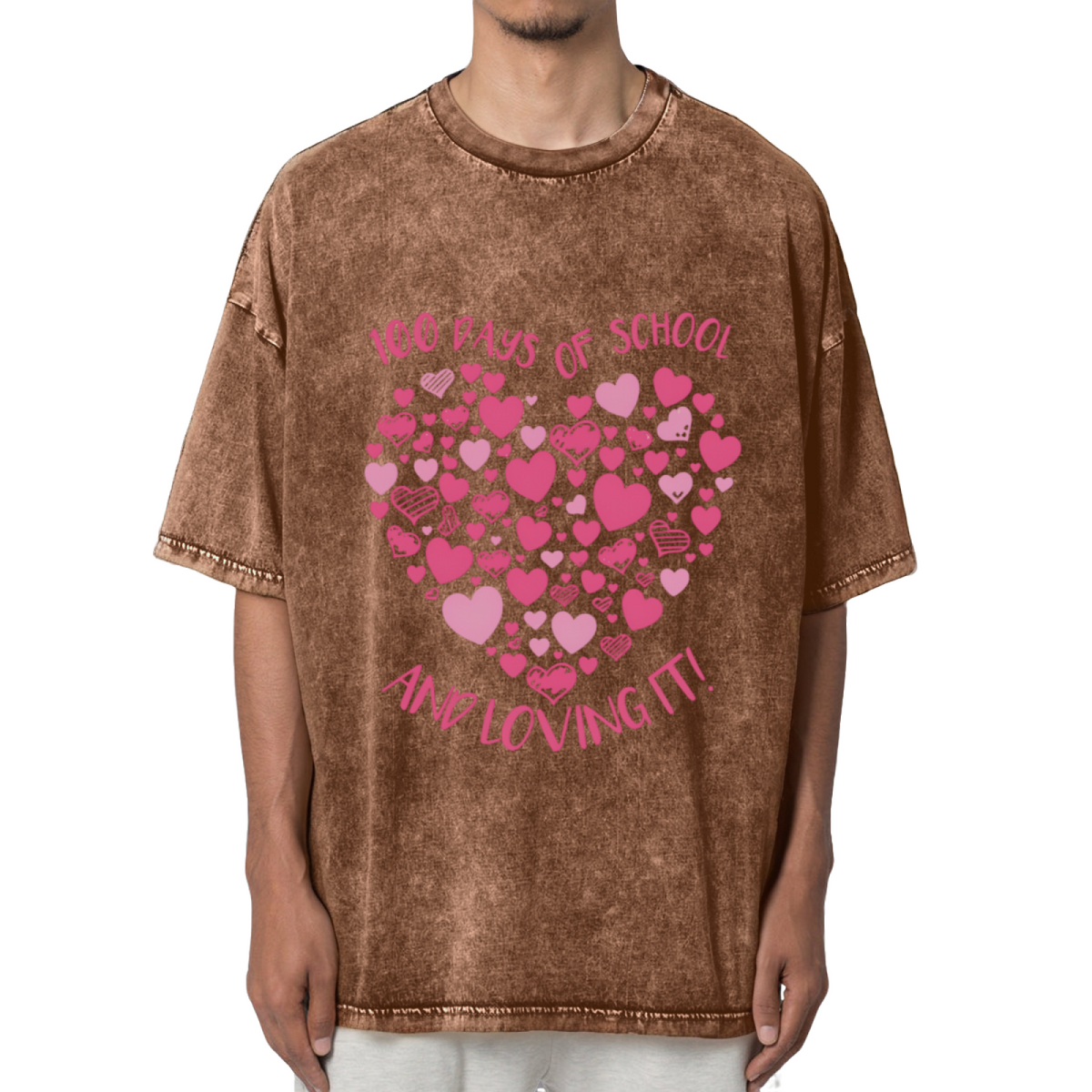 100 Days Of Hearts Washed Graphic T-Shirt