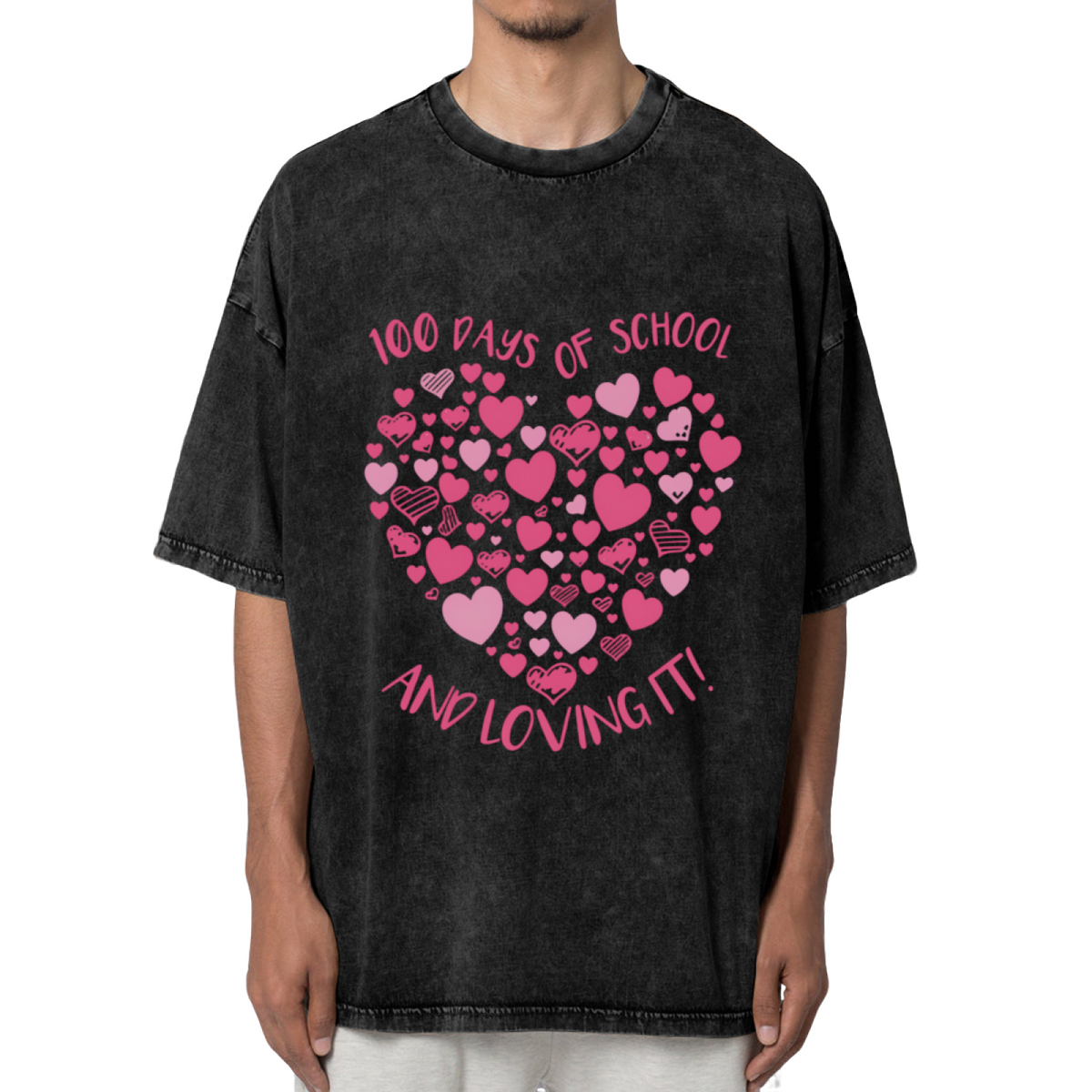 100 Days Of Hearts washed graphic T-shirt product image