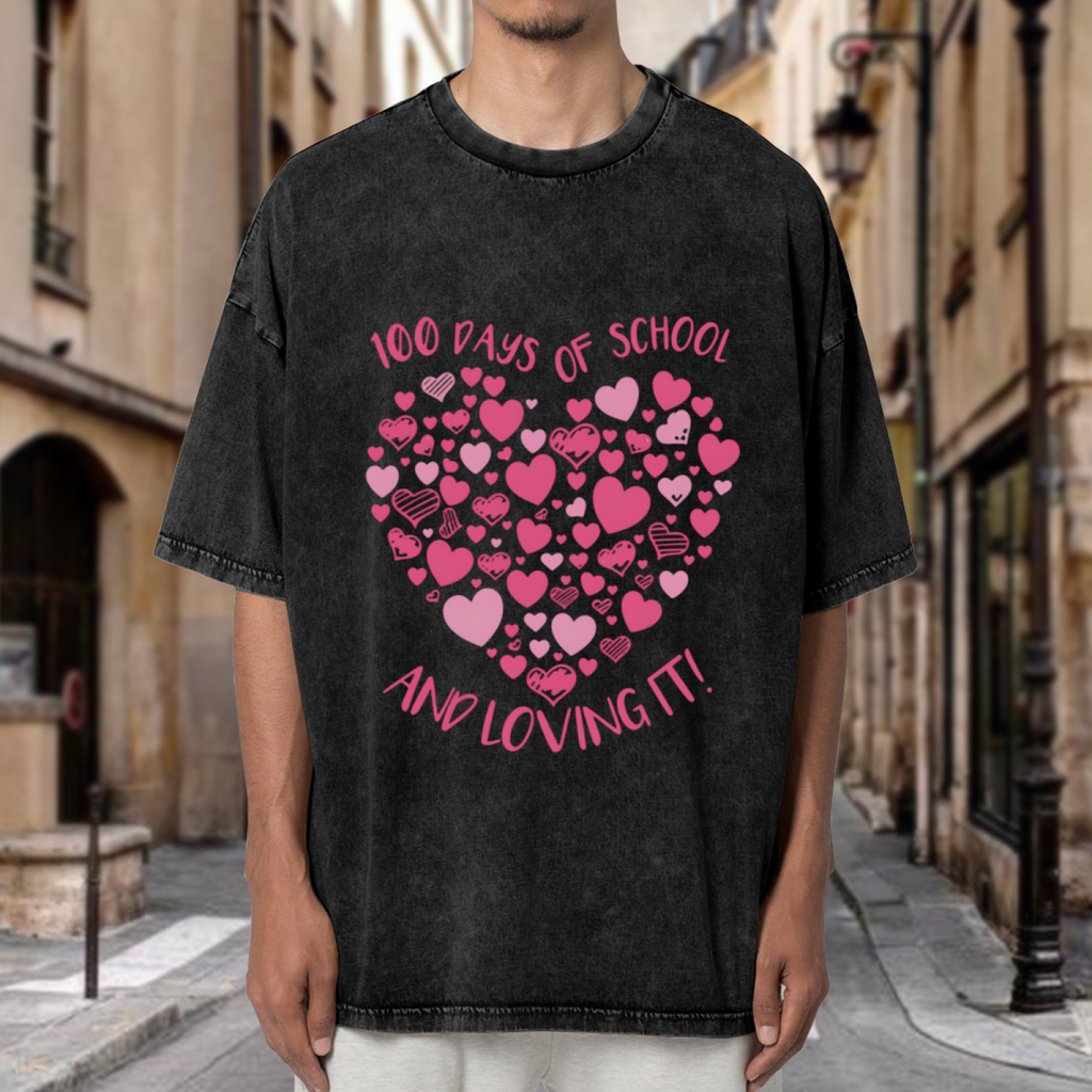 100 Days Of Hearts washed graphic T-shirt product image