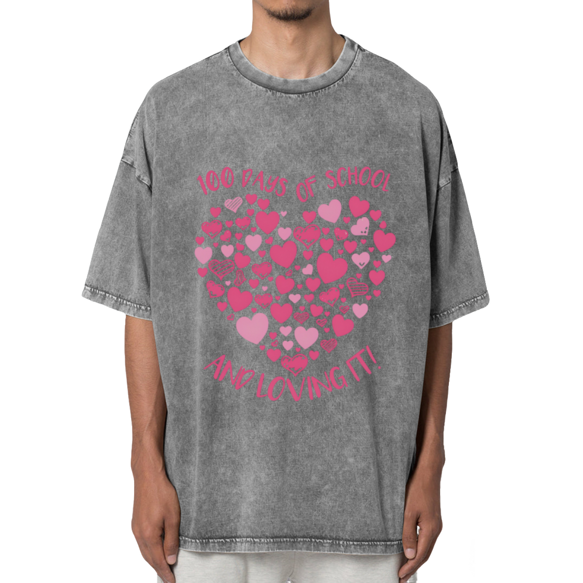 100 Days Of Hearts Washed Graphic T-Shirt