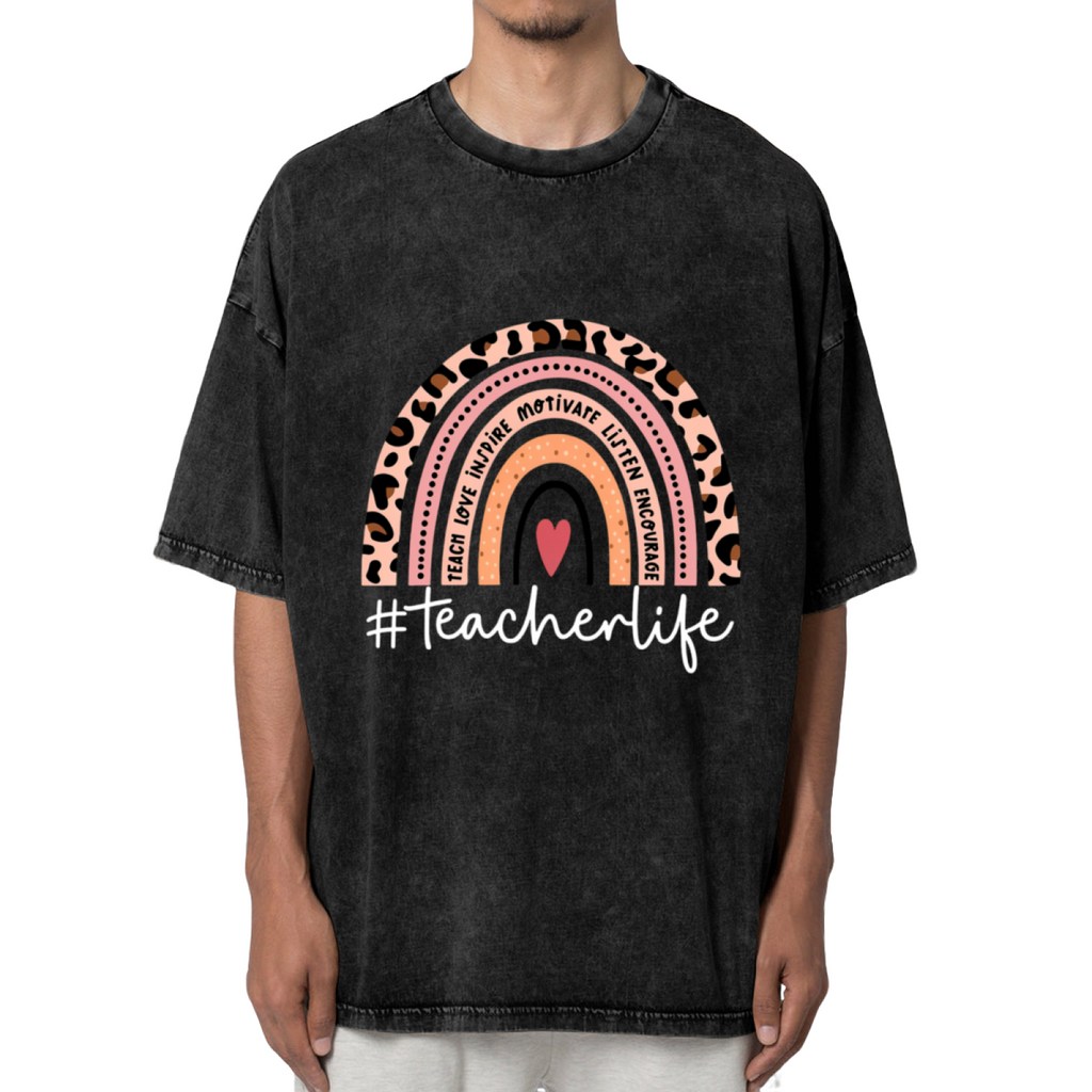 Teacher Life Rainbow washed graphic T-shirt product image