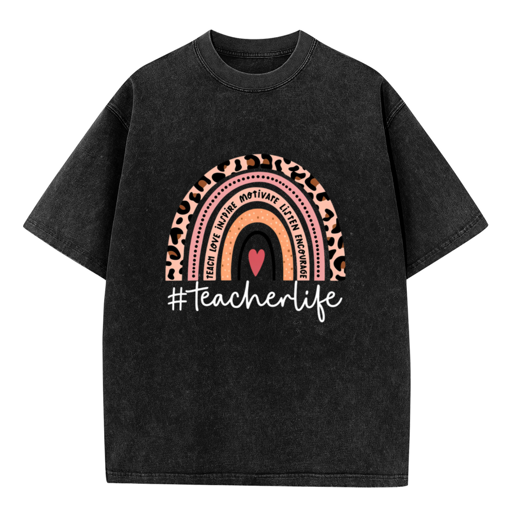 Teacher Life Rainbow washed graphic T-shirt product image