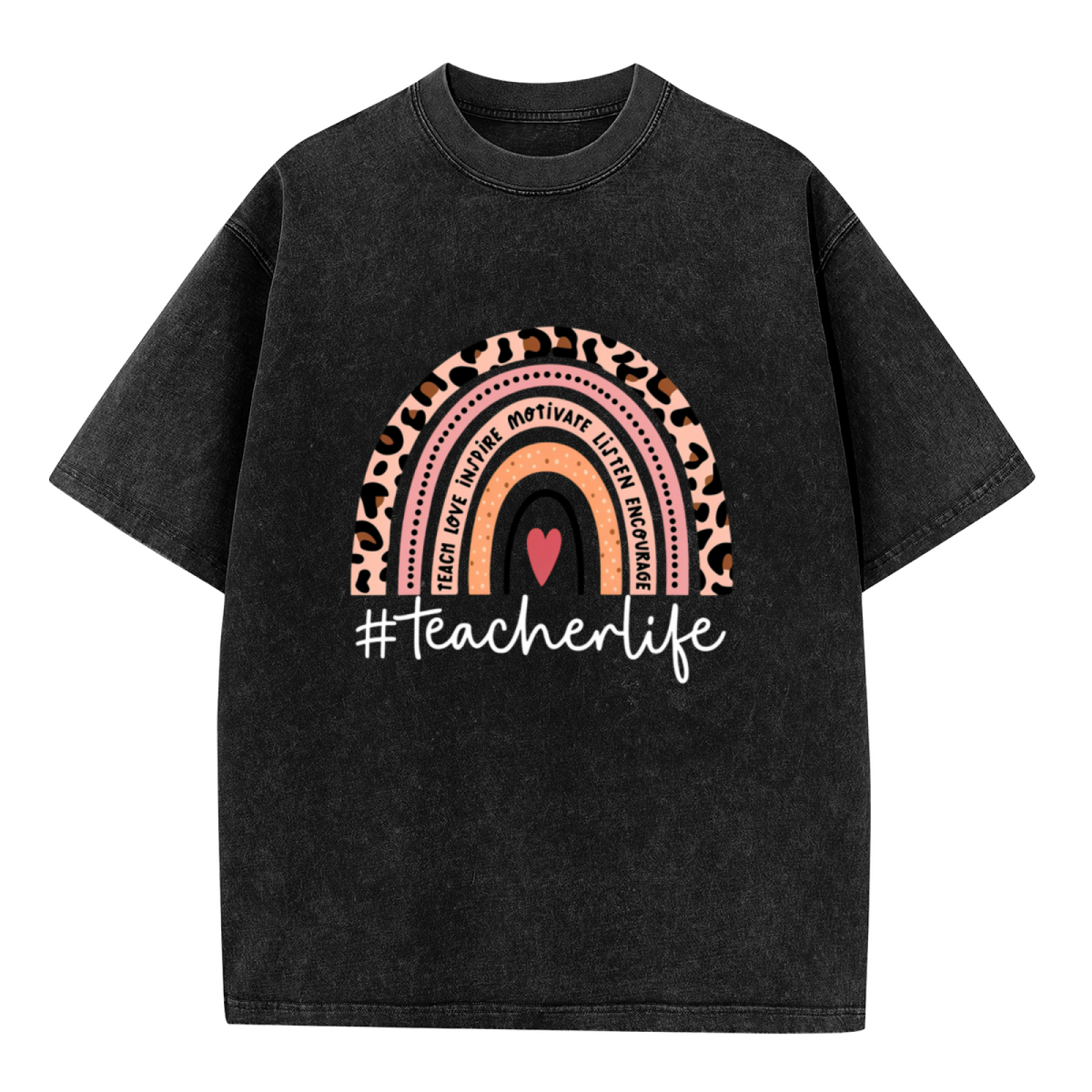 Teacher Life Rainbow washed graphic T-shirt product image