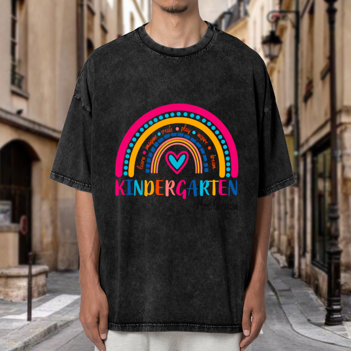 Kindergarten Teacher washed graphic T-shirt product image