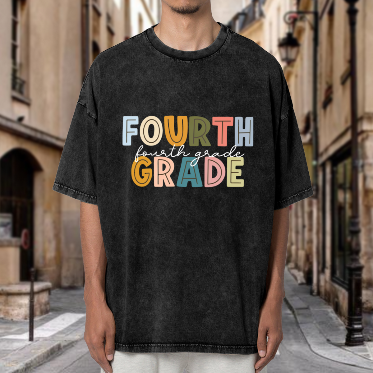 4th Grade Teacher washed graphic T-shirt product image