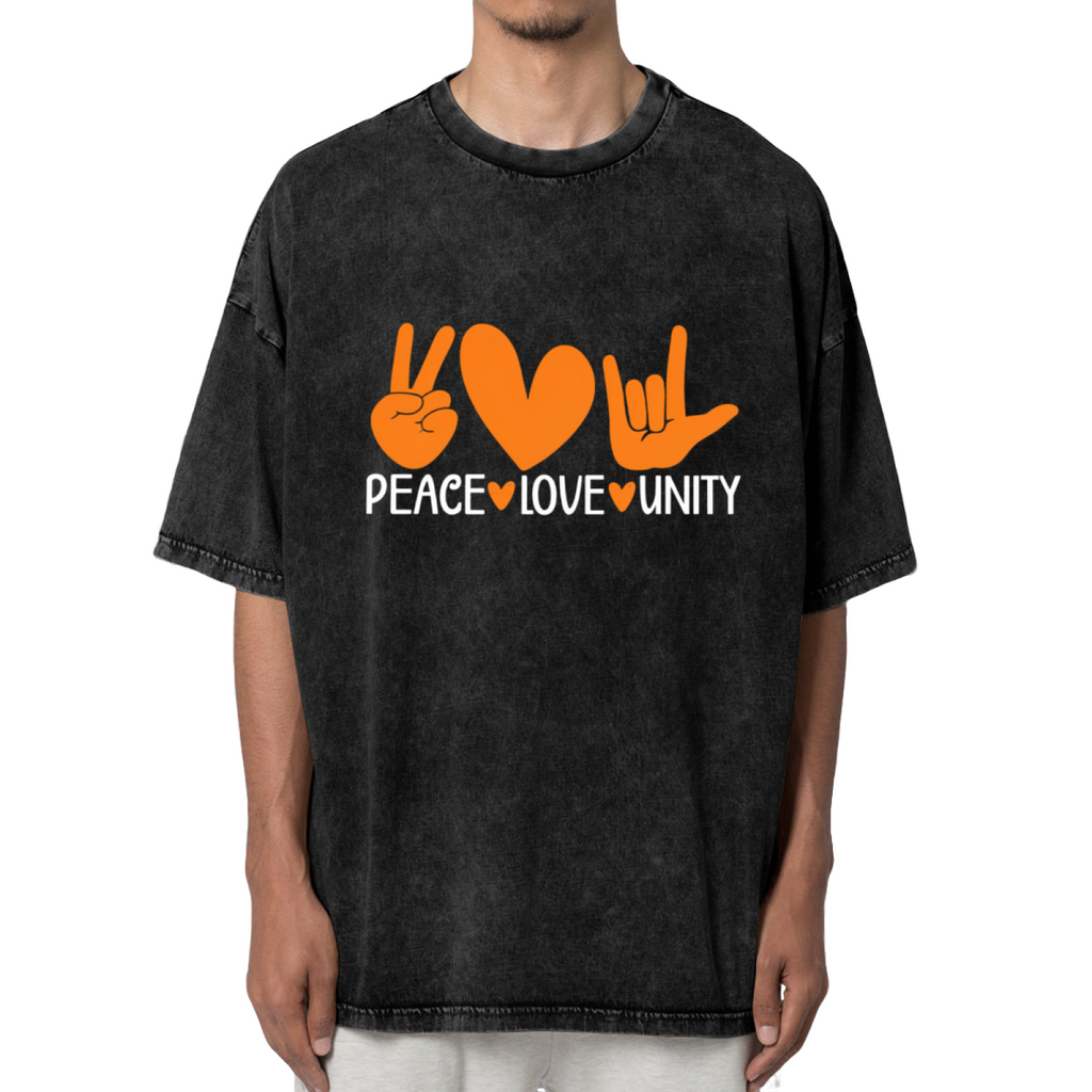 Peace Love Unity Sign Language washed graphic T-shirt product image