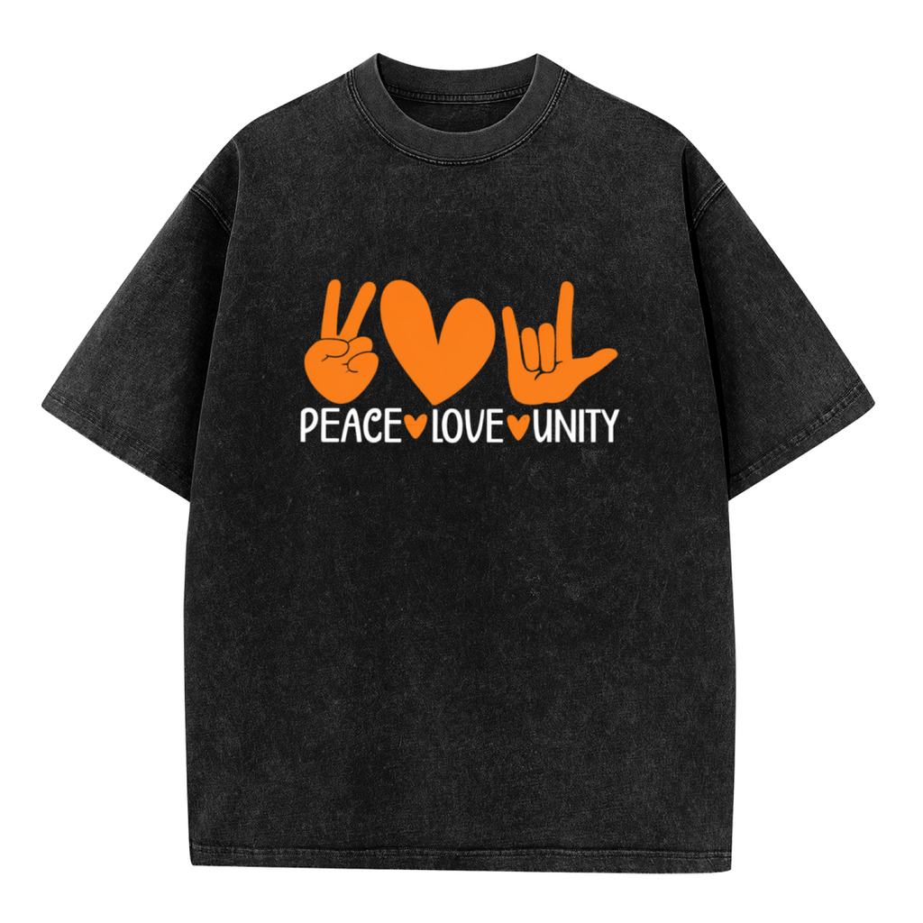 Peace Love Unity Sign Language washed graphic T-shirt product image