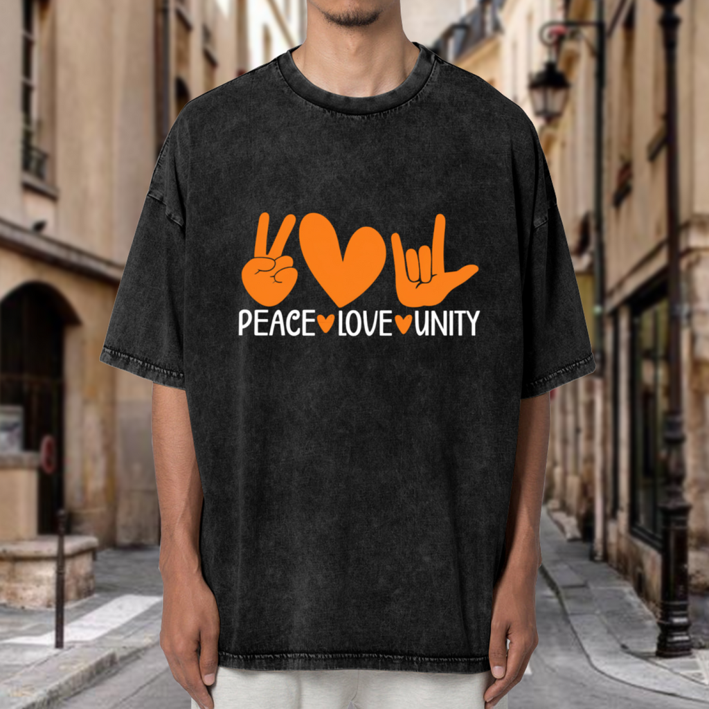 Peace Love Unity Sign Language washed graphic T-shirt product image