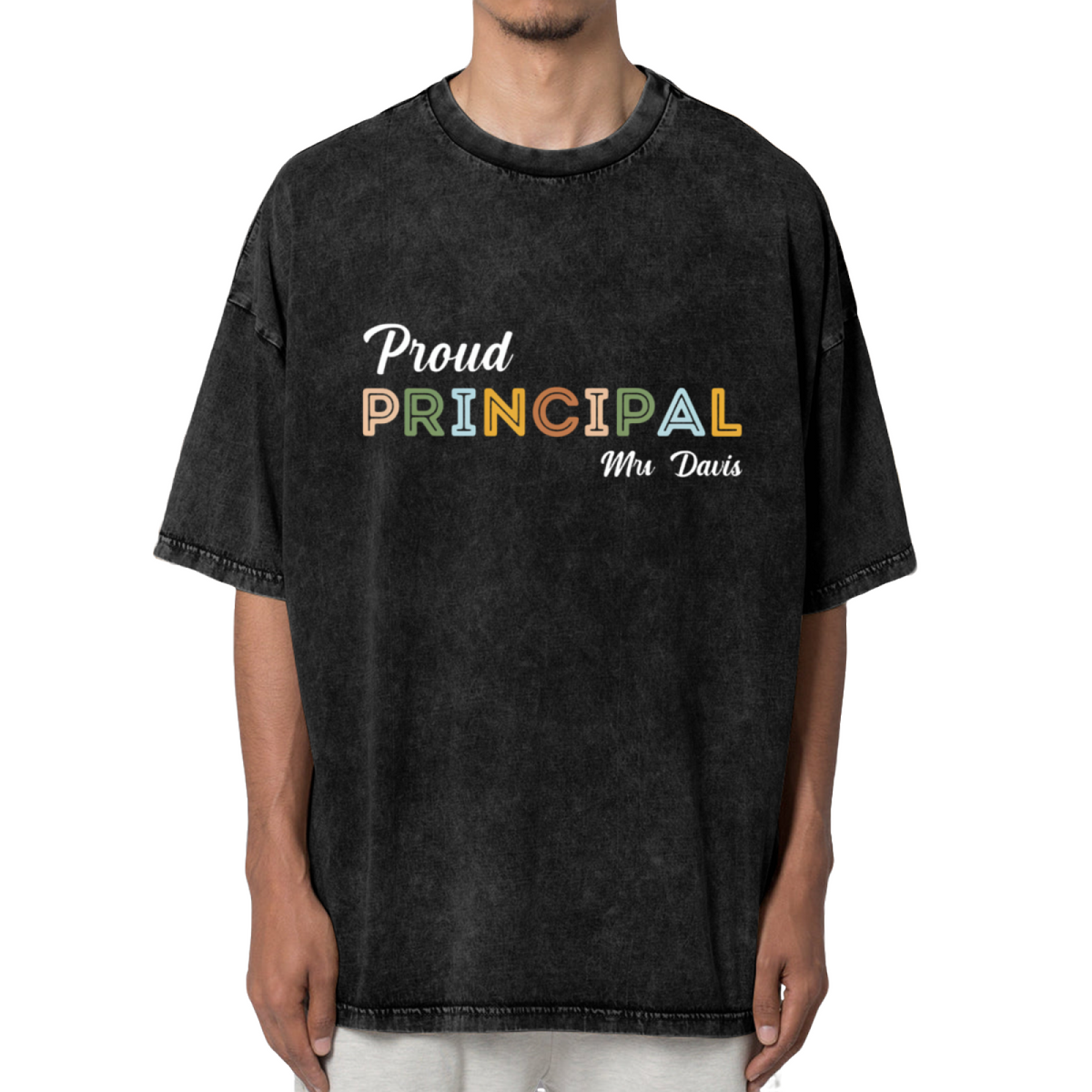 Custom Proud Principal School Administrator washed graphic T-shirt product image