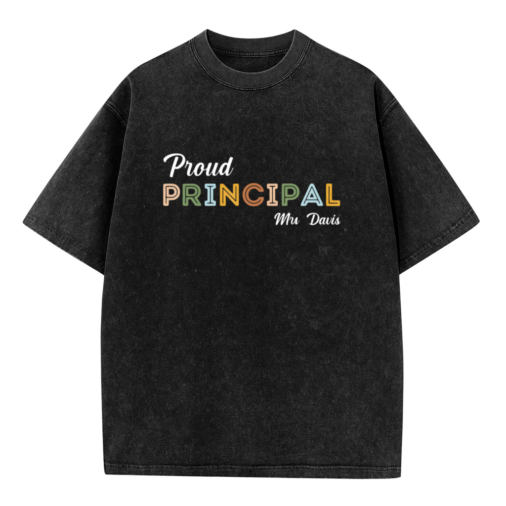 Custom Proud Principal School Administrator washed graphic T-shirt product image