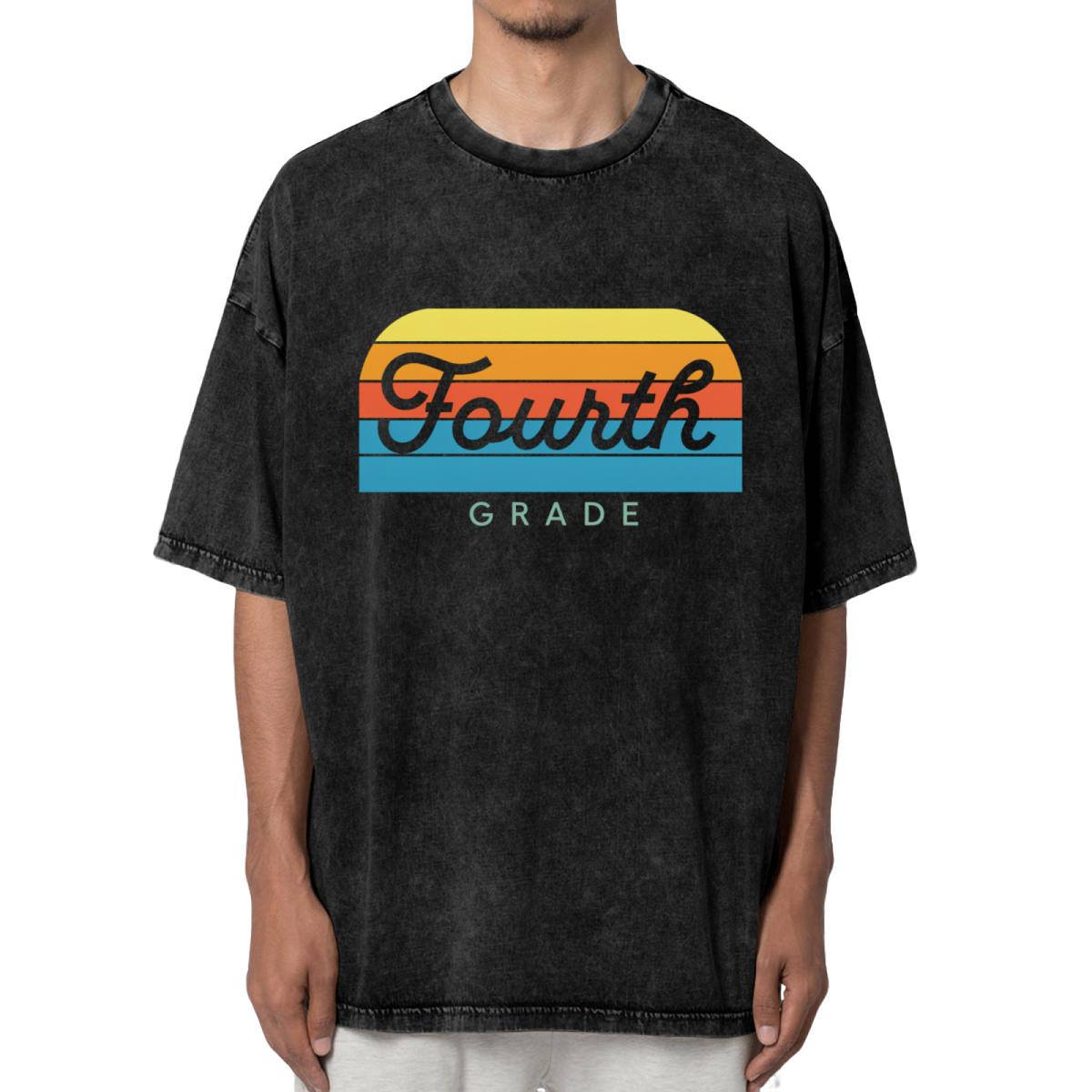 Retro Fourth Grade Teacher washed graphic T-shirt product image