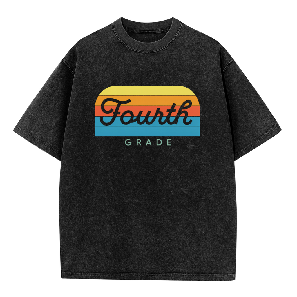 Retro Fourth Grade Teacher washed graphic T-shirt product image