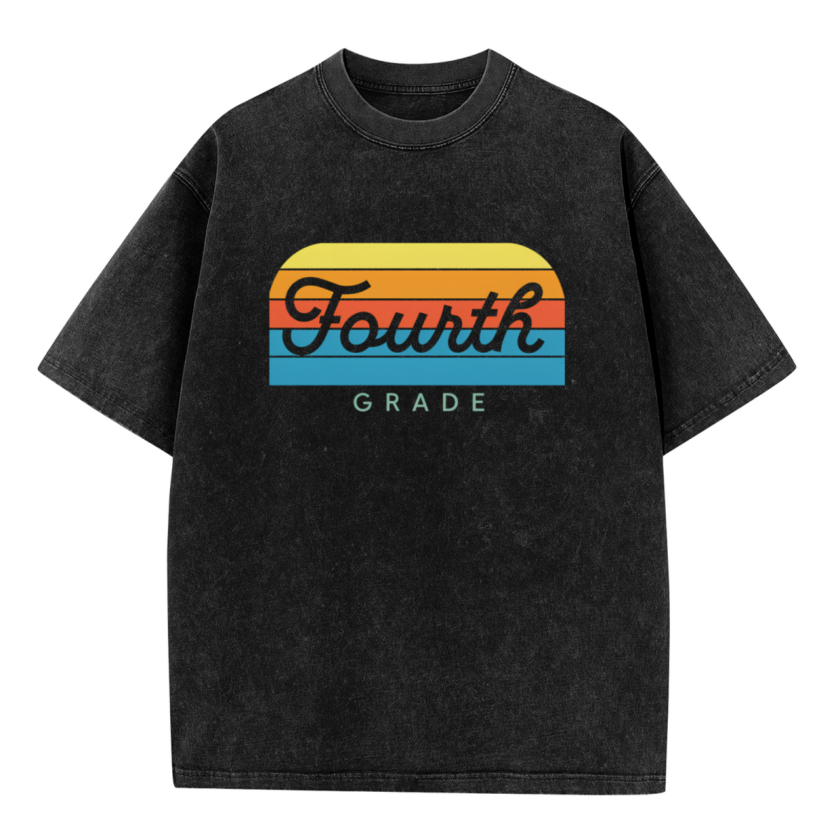 Retro Fourth Grade Teacher washed graphic T-shirt product image