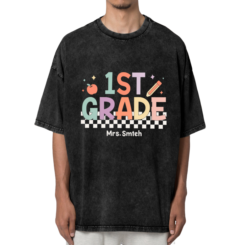 Custom Elementary Teacher washed graphic T-shirt product image