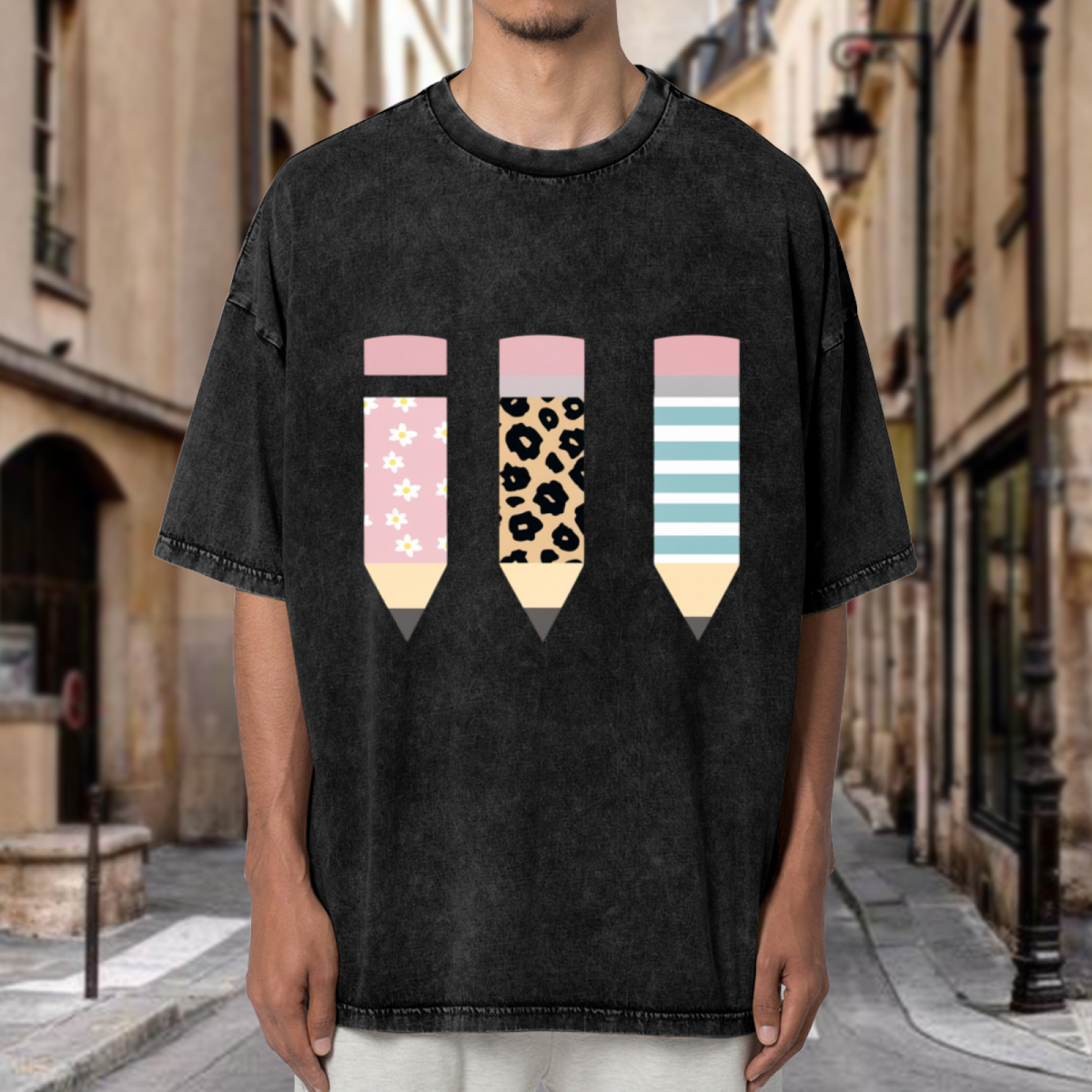 Floral Leopard Pencil washed graphic T-shirt product image