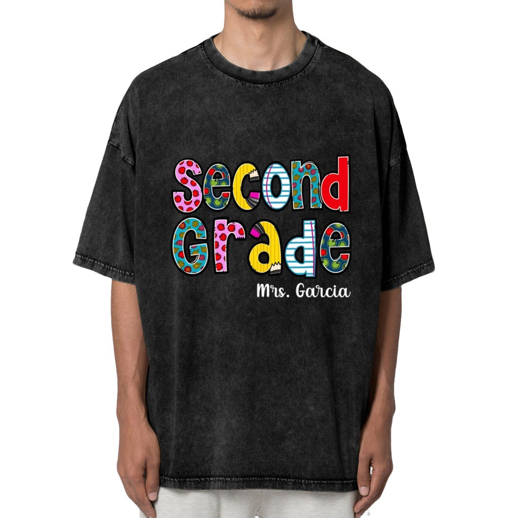 Custom Teacher Name washed graphic T-shirt product image