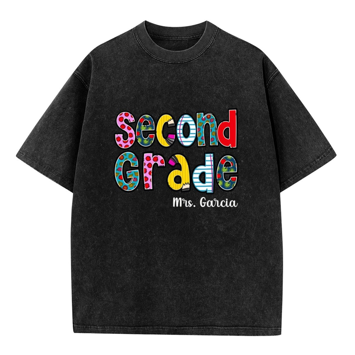 Custom Teacher Name washed graphic T-shirt product image