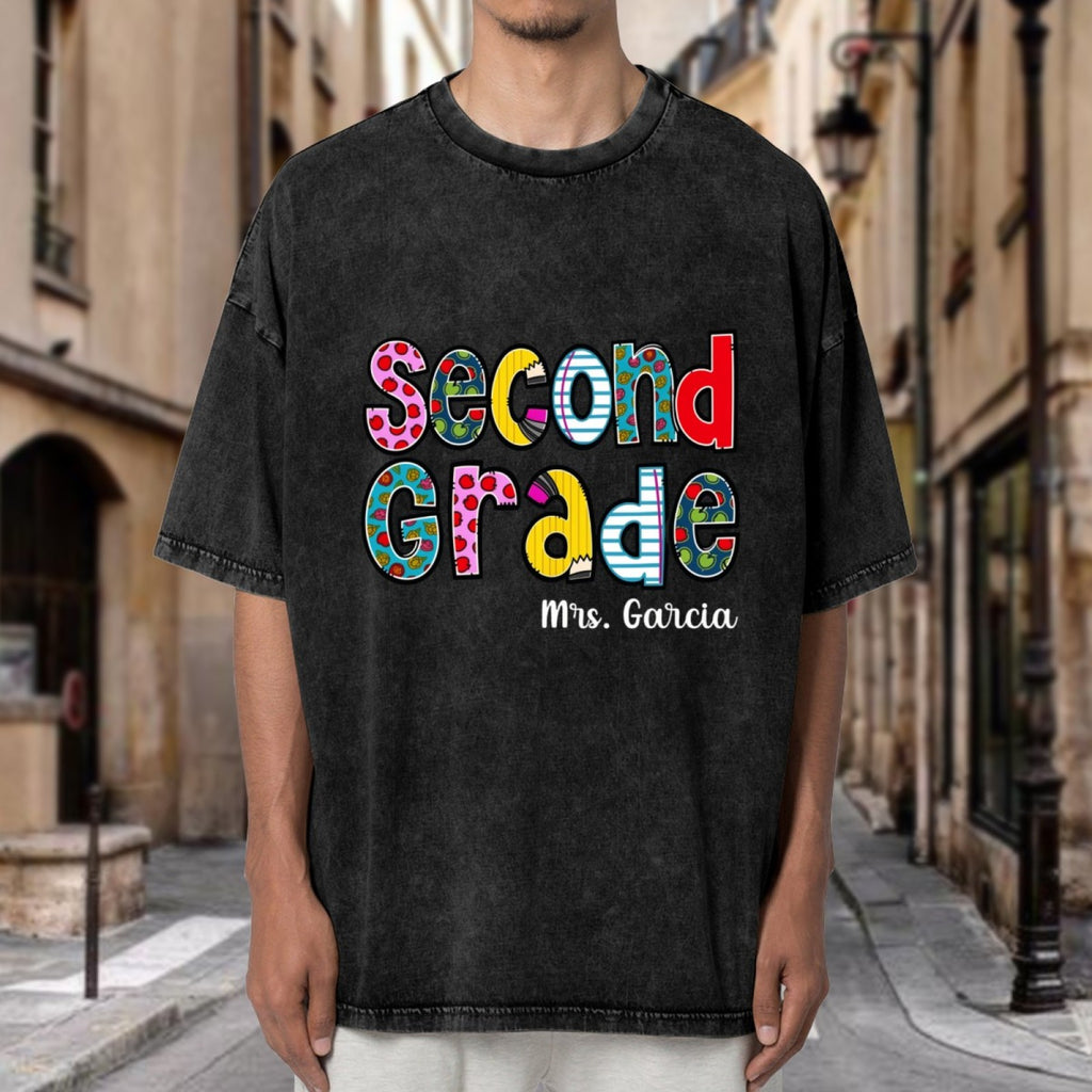 Custom Teacher Name washed graphic T-shirt product image