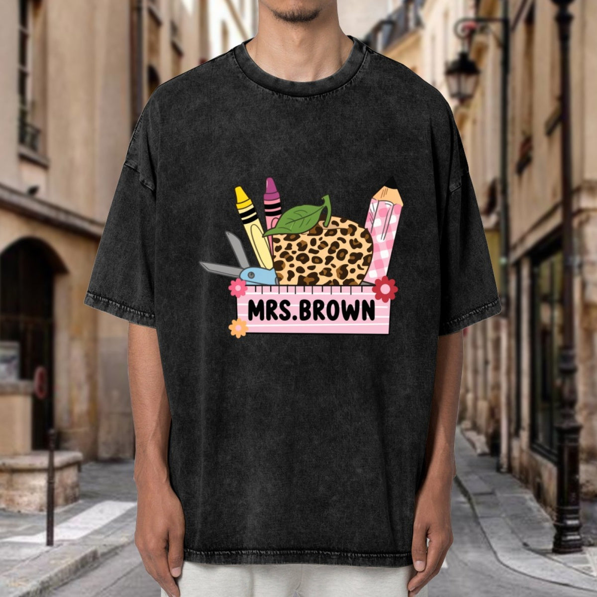 Teacher washed graphic T-shirt product image