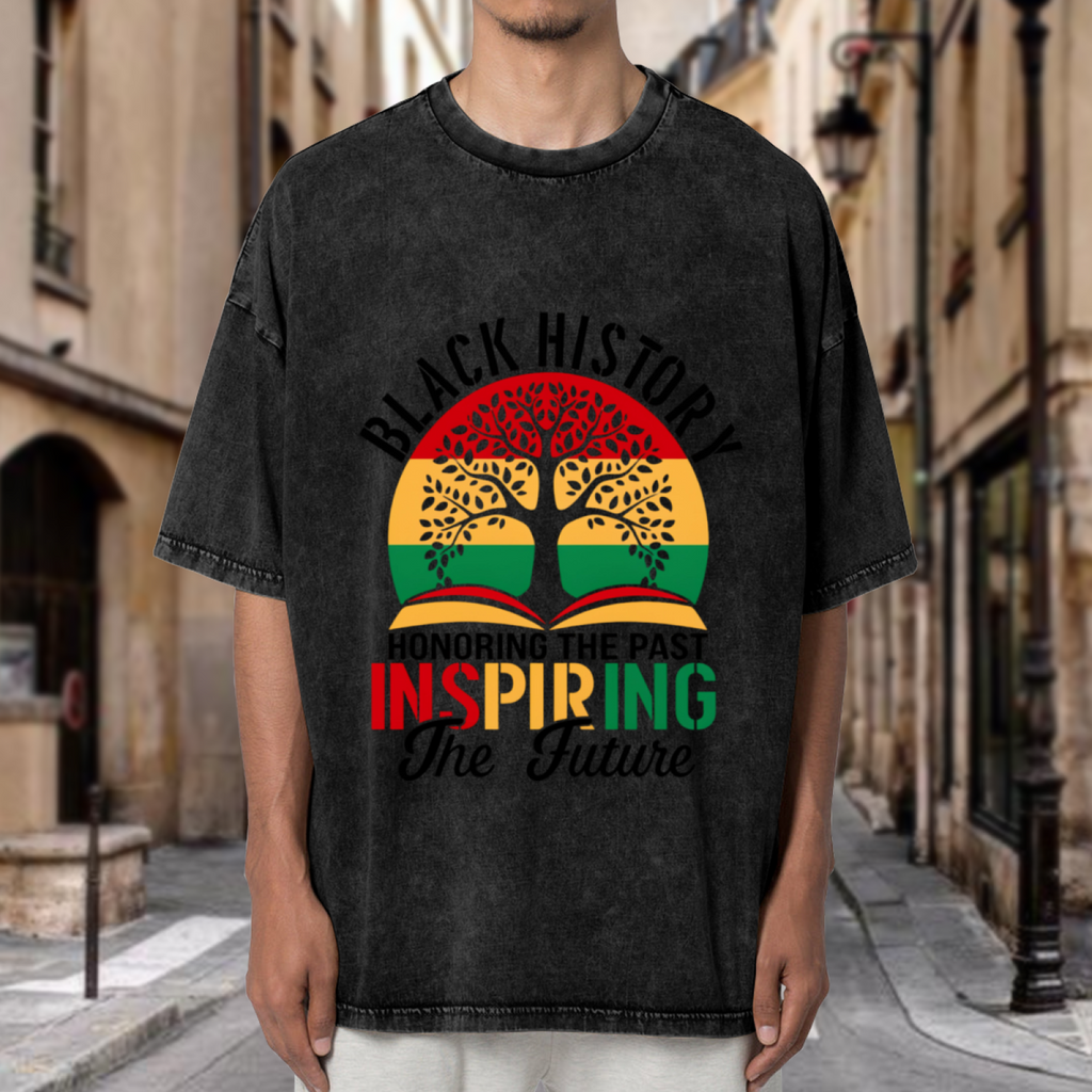 Black History Honoring The Past Inspiring The Future Teacher washed graphic T-shirt product image