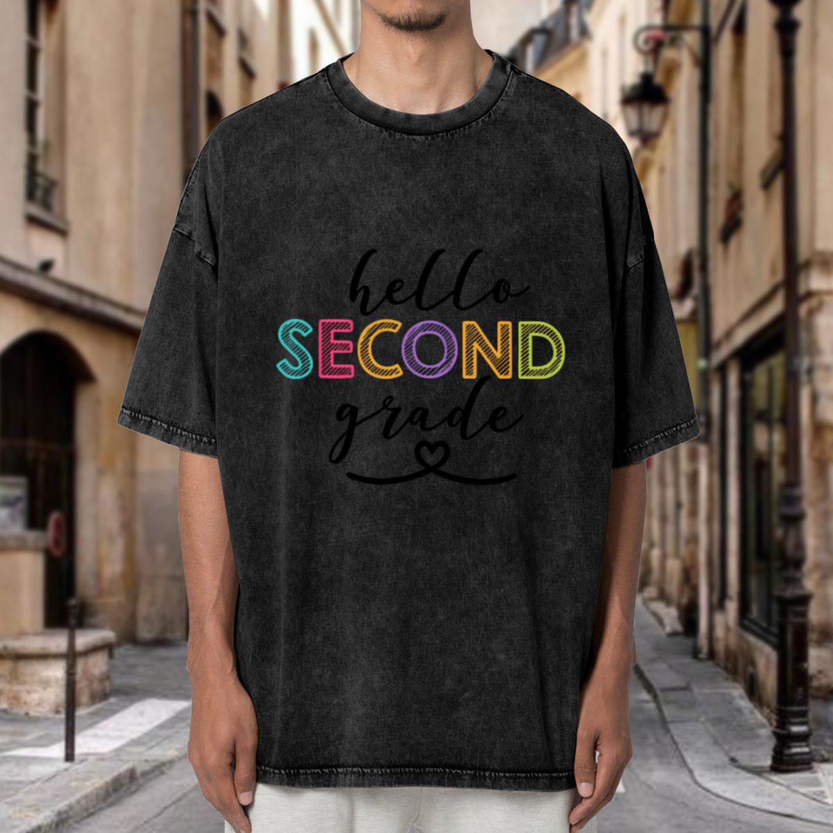 Hello Second Grade Kids washed graphic T-shirt product image