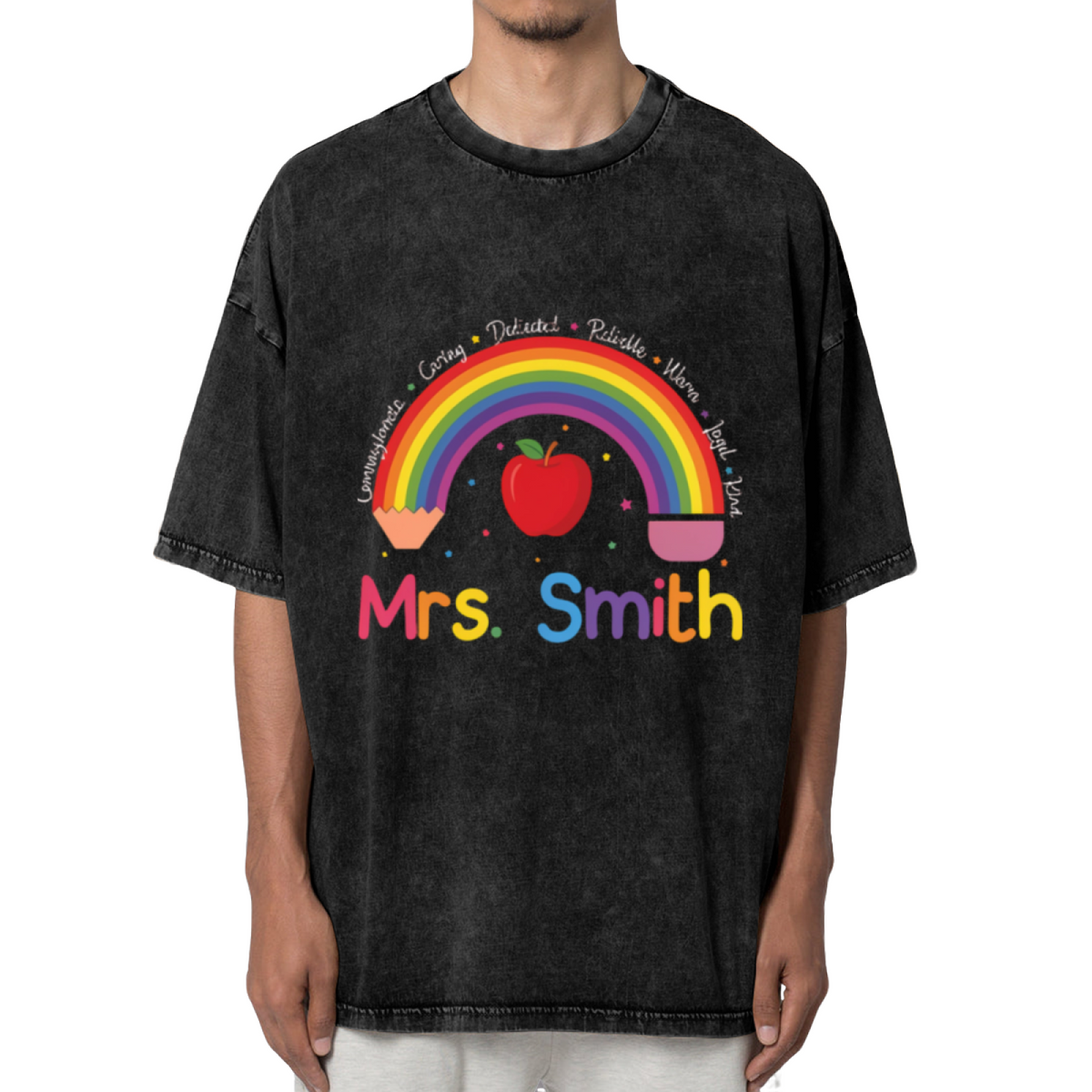 Custom Teacher washed graphic T-shirt product image