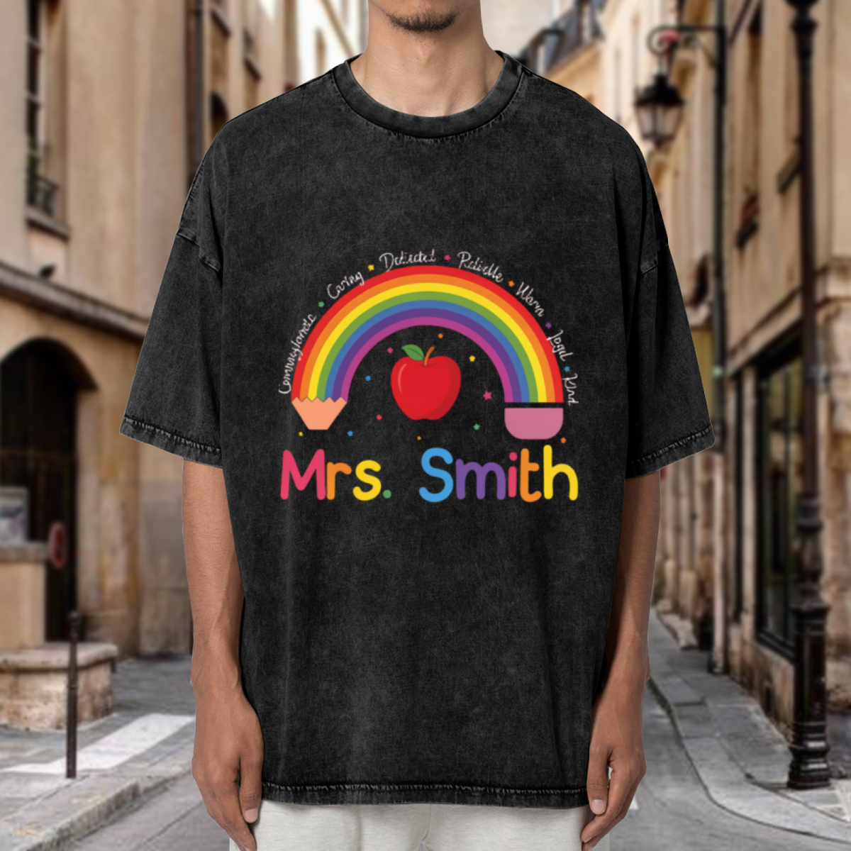 Custom Teacher washed graphic T-shirt product image