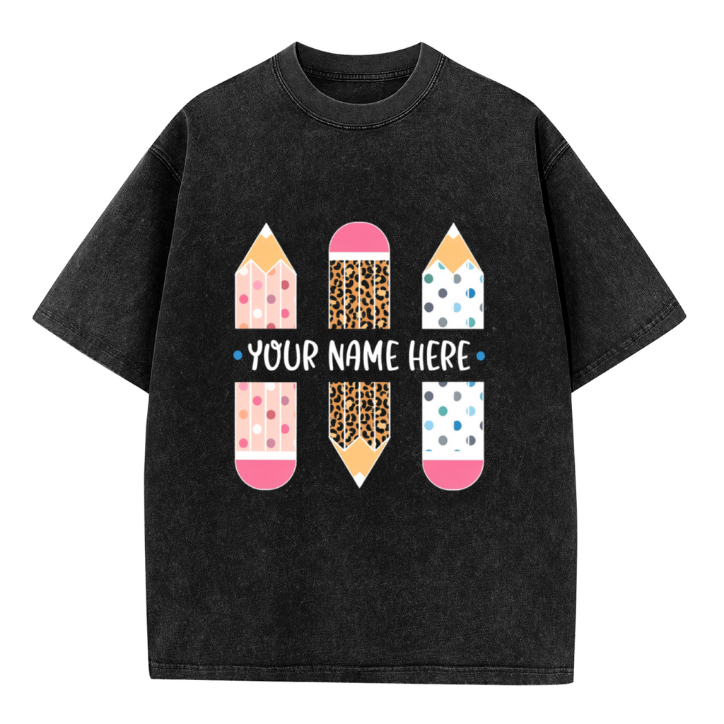 Custom Teacher Name washed graphic T-shirt product image