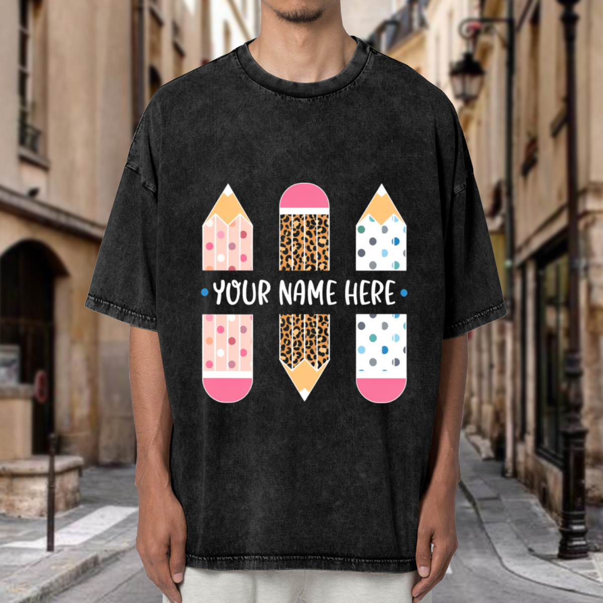 Custom Teacher Name washed graphic T-shirt product image