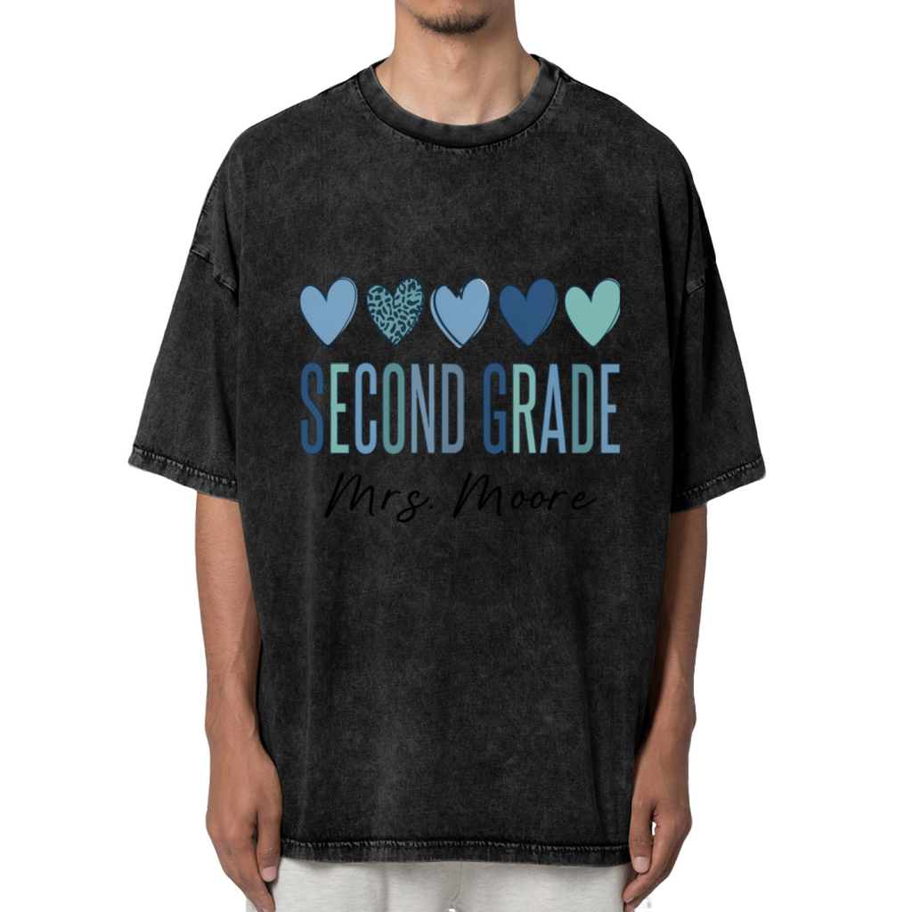 Custom Second Grade Teacher washed graphic T-shirt product image