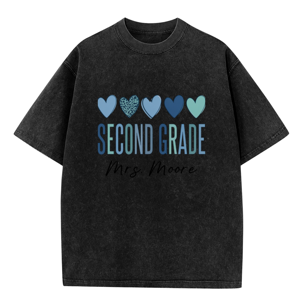 Custom Second Grade Teacher washed graphic T-shirt product image
