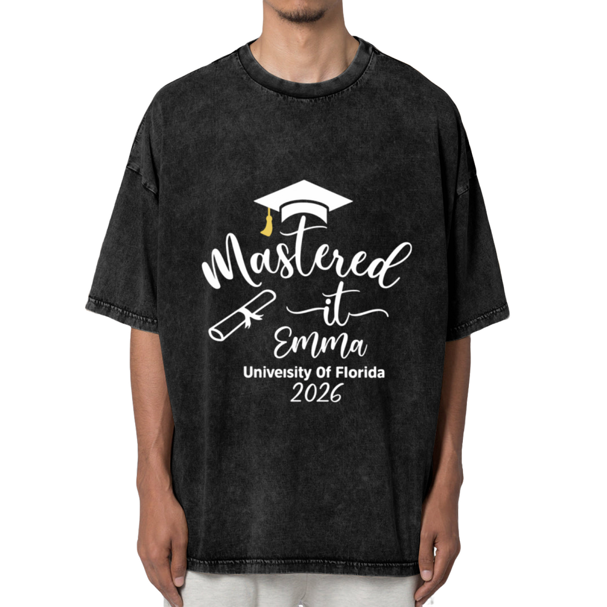 Custom Mastered It Grad washed graphic T-shirt product image