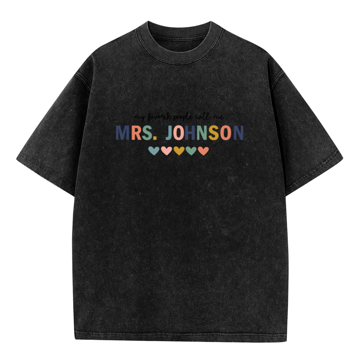 Customized Teacher Name washed graphic T-shirt product image