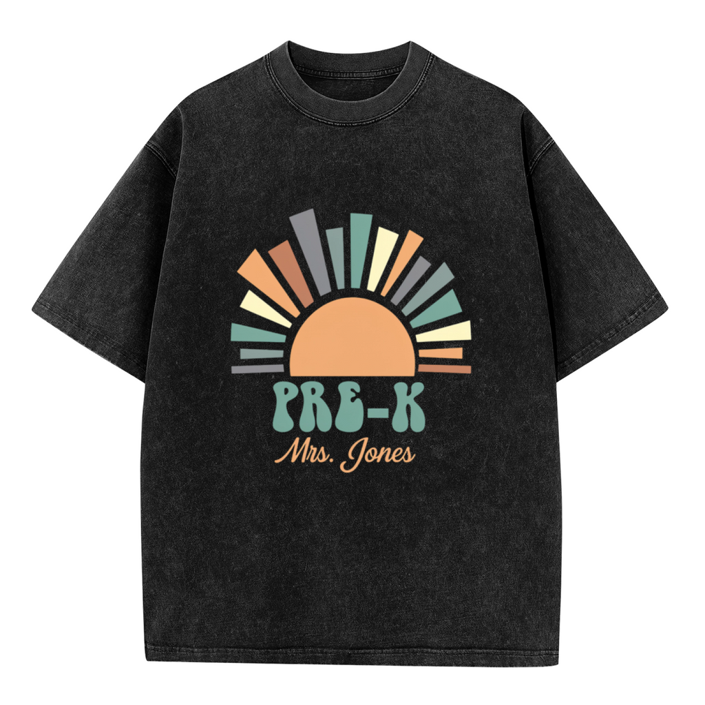 Custom PreK Teacher Shirts washed graphic T-shirt product image