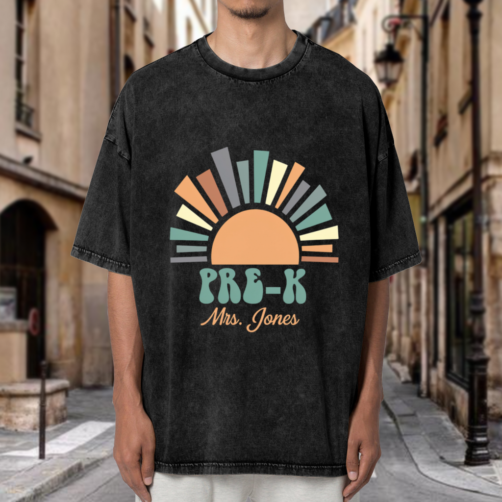 Custom PreK Teacher Shirts washed graphic T-shirt product image