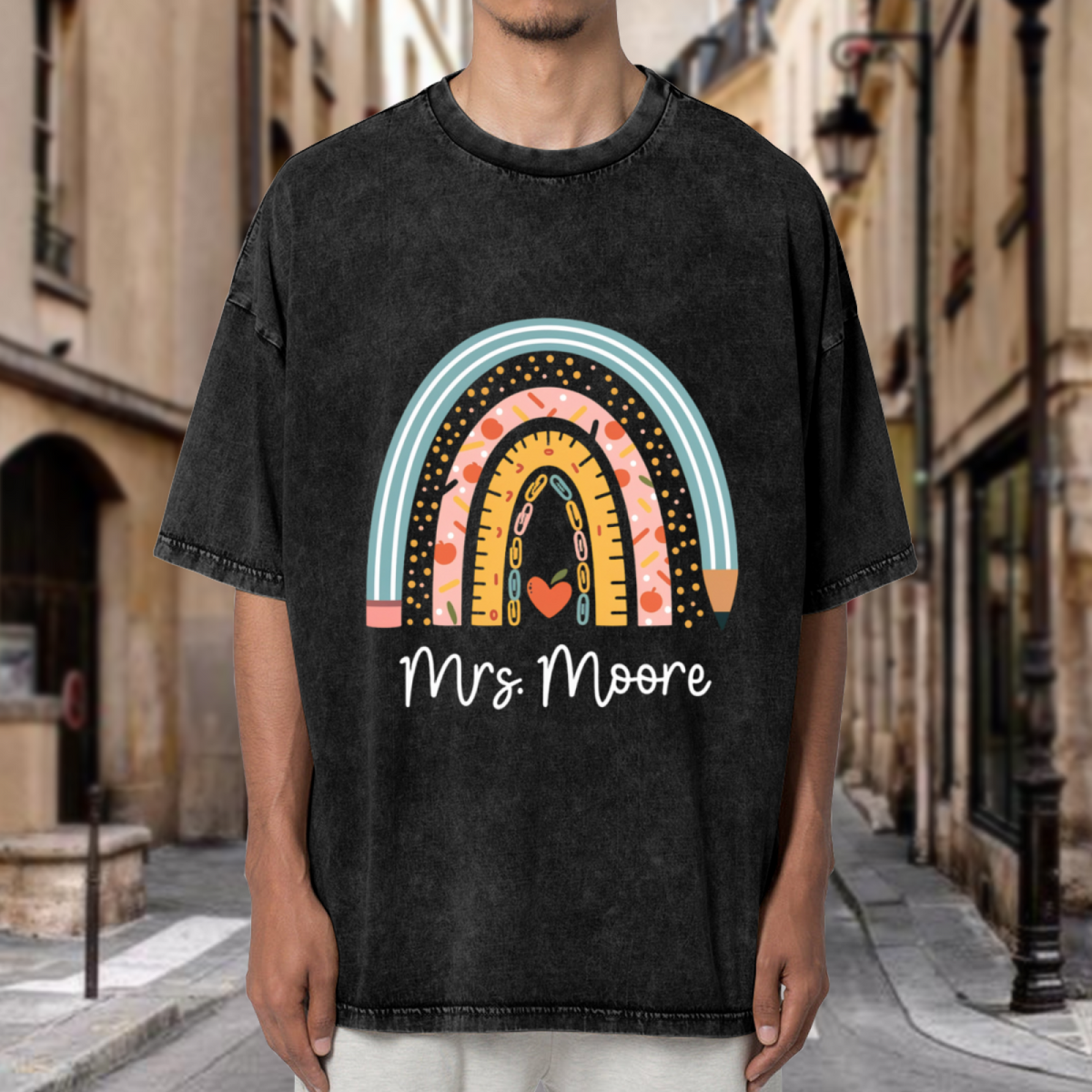 Custom Teacher washed graphic T-shirt product image