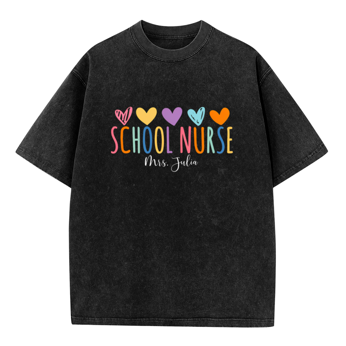 Custom School Nurse washed graphic T-shirt product image