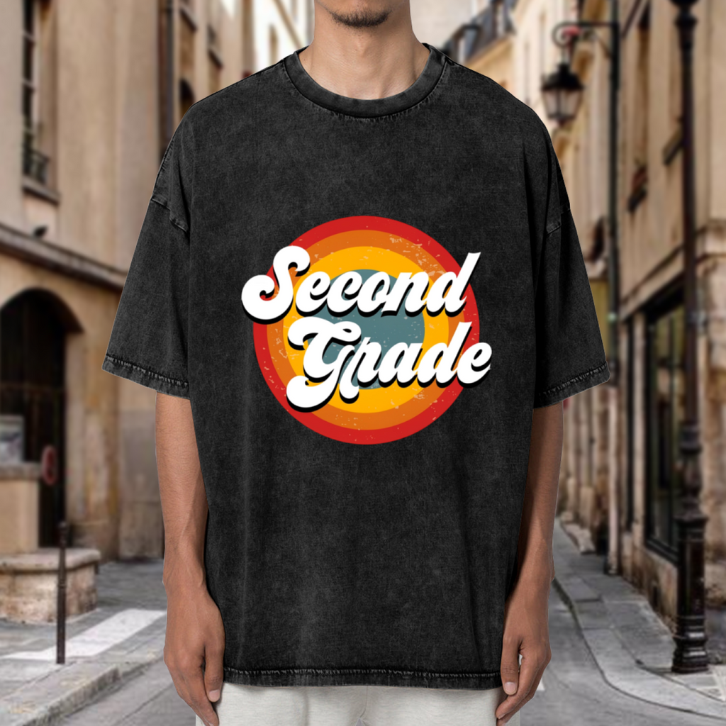 Retro Second Grade Teacher washed graphic T-shirt product image