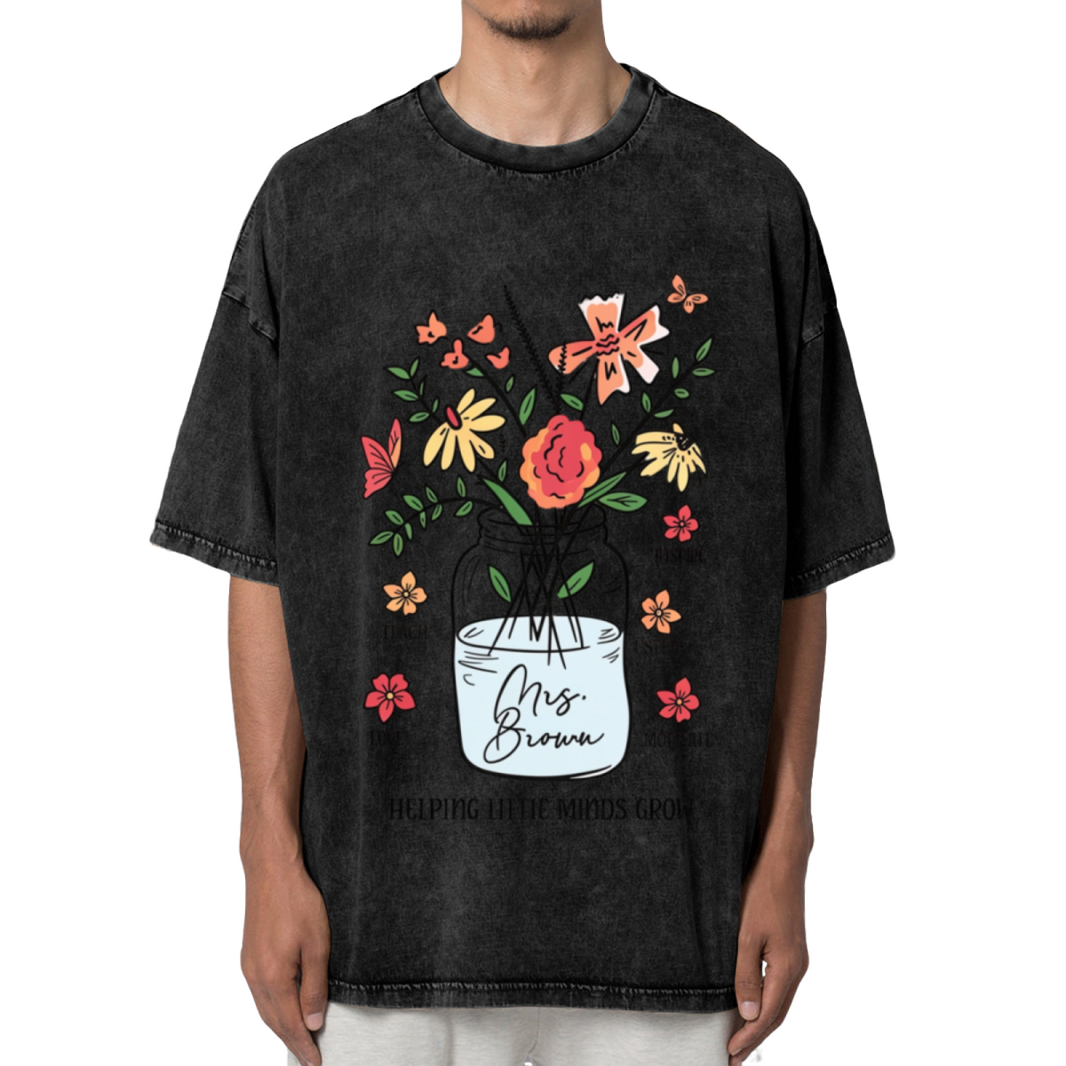 Custom Teacher washed graphic T-shirt product image