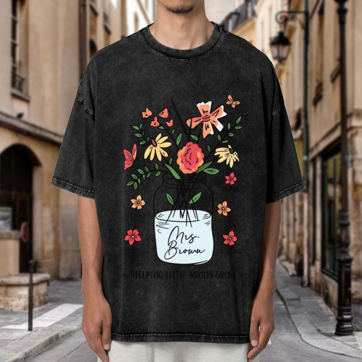 Custom Teacher washed graphic T-shirt product image