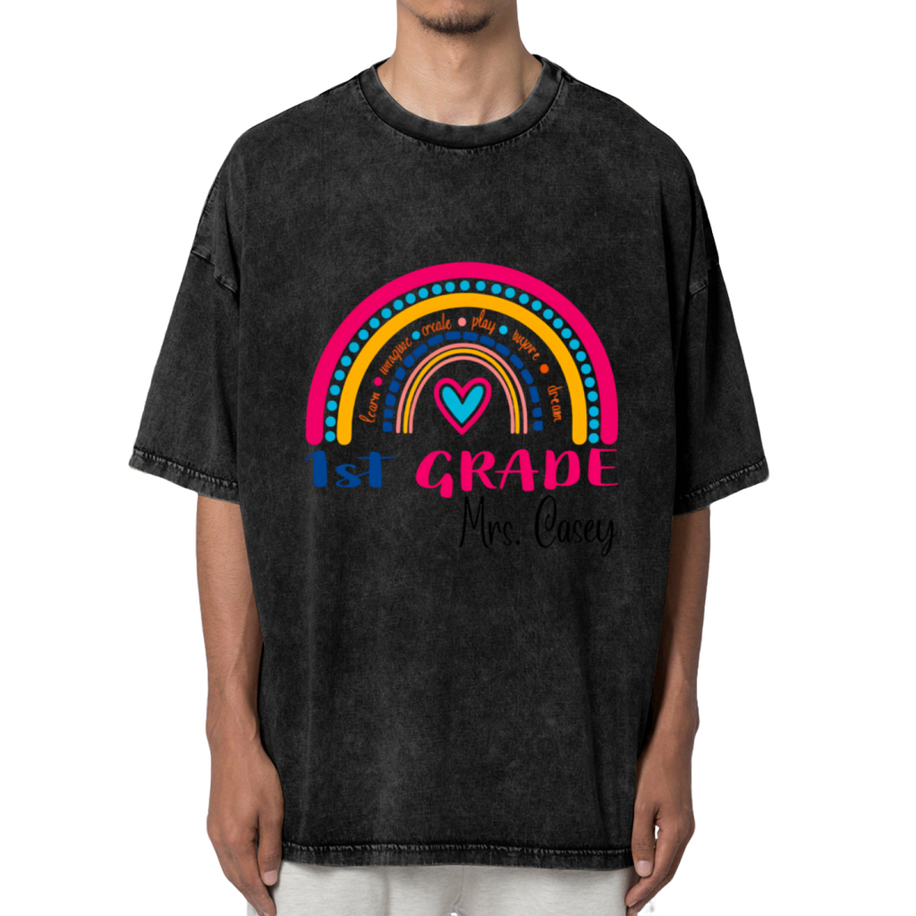 1st Grade Teacher Rainbow washed graphic T-shirt product image