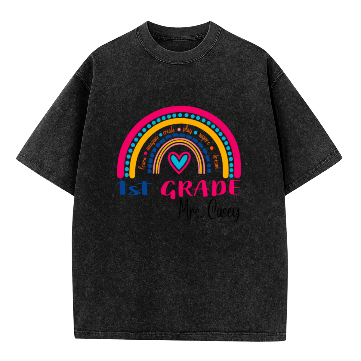 1st Grade Teacher Rainbow washed graphic T-shirt product image
