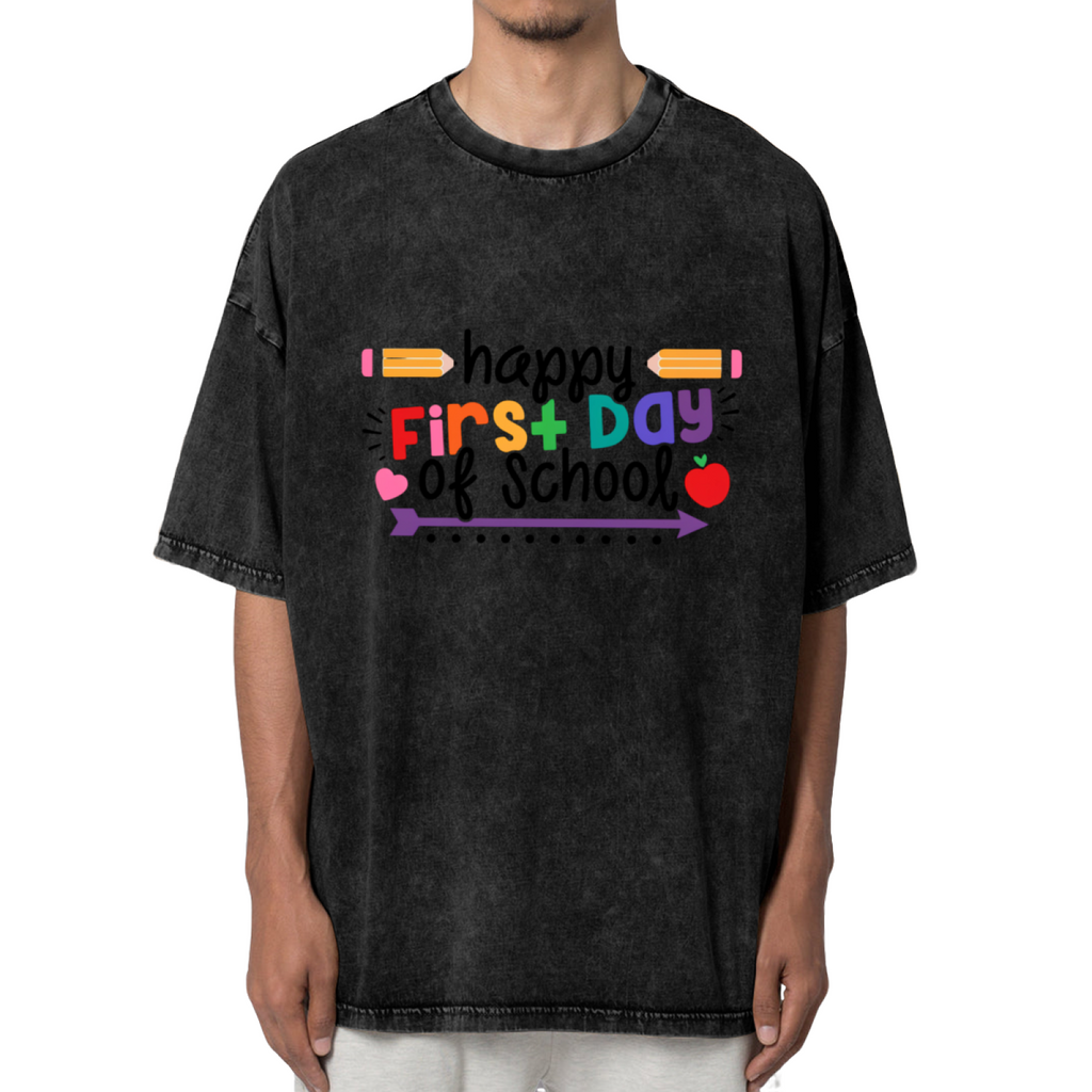 Happy First Day of School Teacher washed graphic T-shirt product image