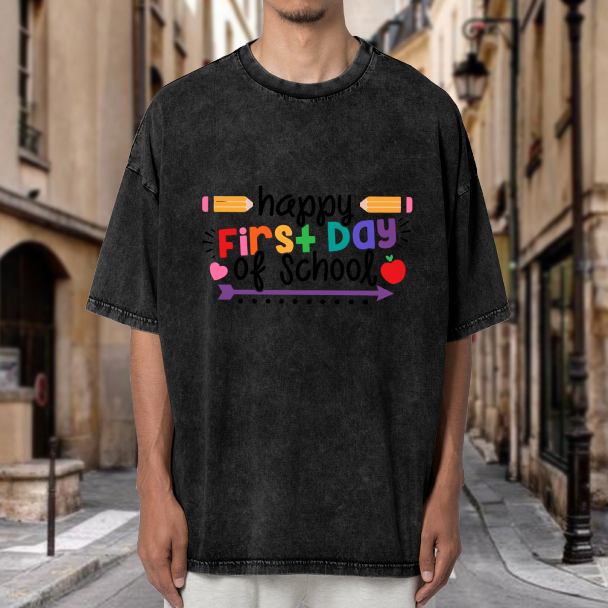 Happy First Day of School Teacher washed graphic T-shirt product image