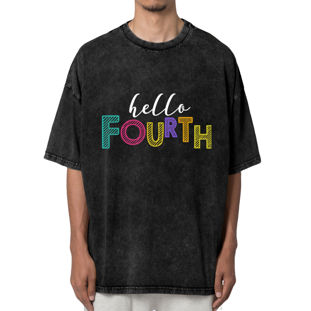 Hello Fourth Grade Teacher washed graphic T-shirt product image
