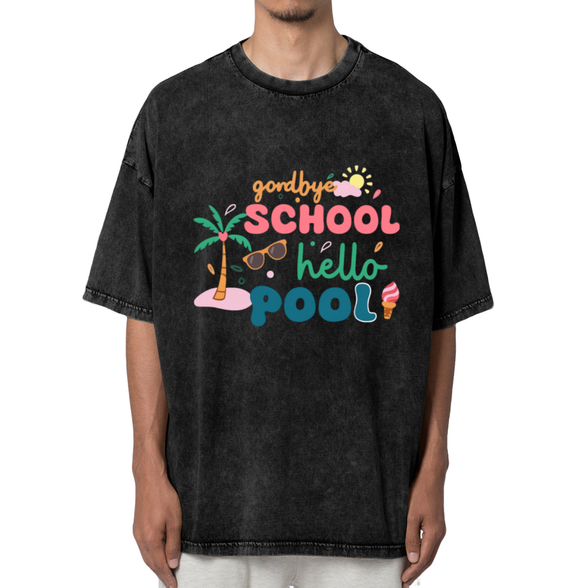 Goodbye School Hello Pool washed graphic T-shirt product image