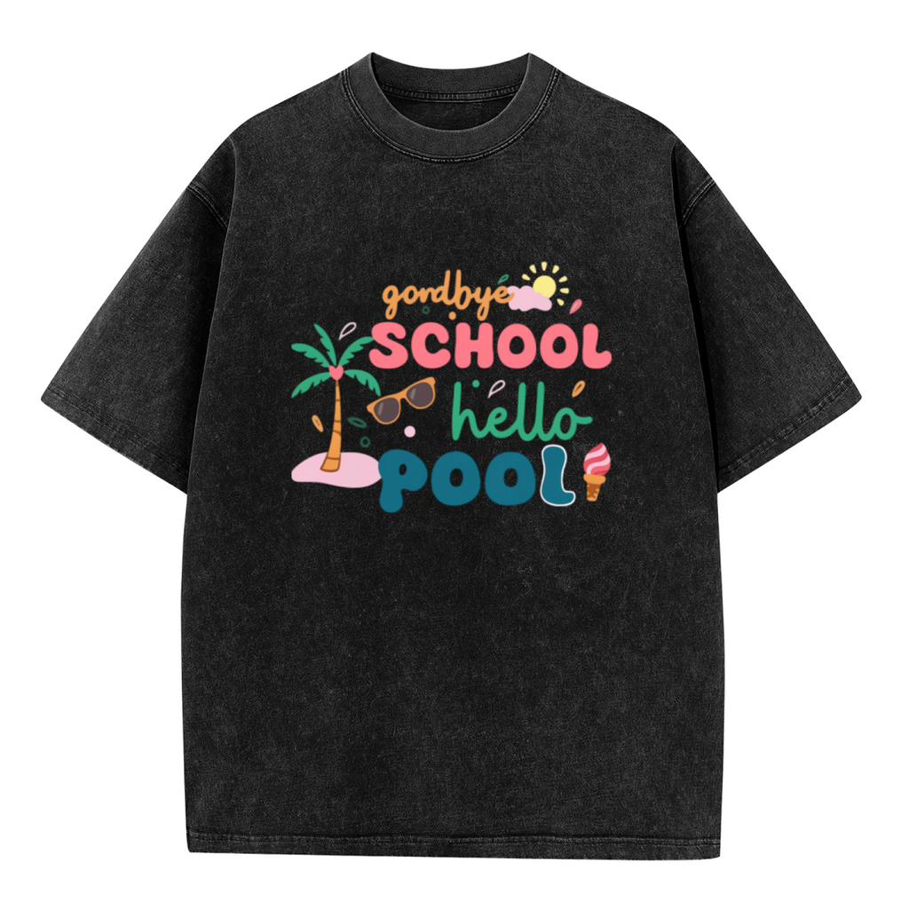 Goodbye School Hello Pool washed graphic T-shirt product image