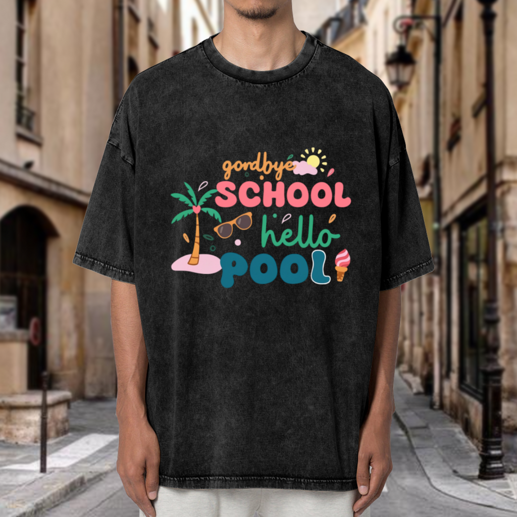 Goodbye School Hello Pool washed graphic T-shirt product image