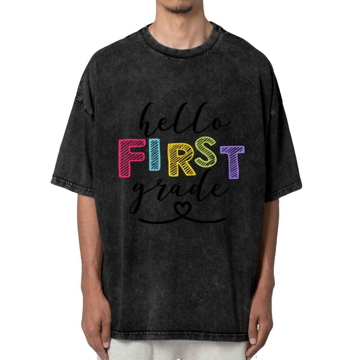 Hello First Grade Teacher washed graphic T-shirt product image
