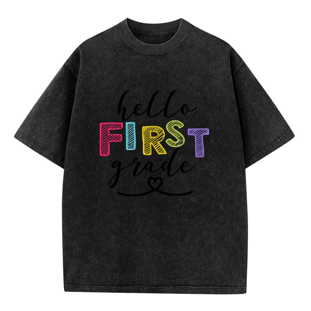 Hello First Grade Teacher washed graphic T-shirt product image